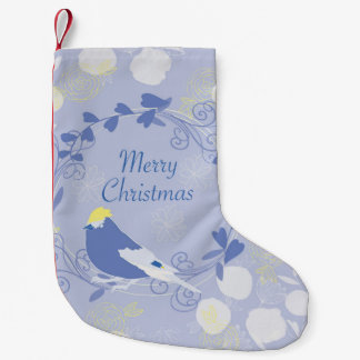 merry christmas, christmas,bird,flowers, nature, small christmas stocking