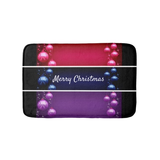 Merry Christmas Christmas Bulbs Bath Mat (Front)