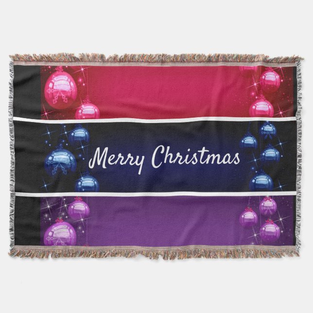 Merry Christmas Christmas Bulbs Throw Blanket (Front)
