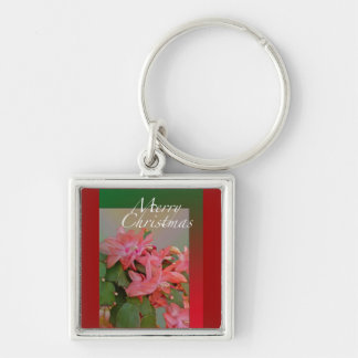 Merry Christmas Christmas Cactus Flowers Key Ring