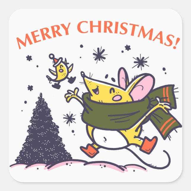 MERRY CHRISTMAS! CHRISTMAS MOUSE Sticker (Front)