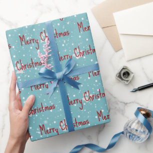 Merry Christmas Christmas Pawprints with Snow  Wrapping Paper