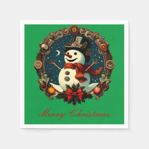 Merry Christmas - Christmas Snow Man Napkin