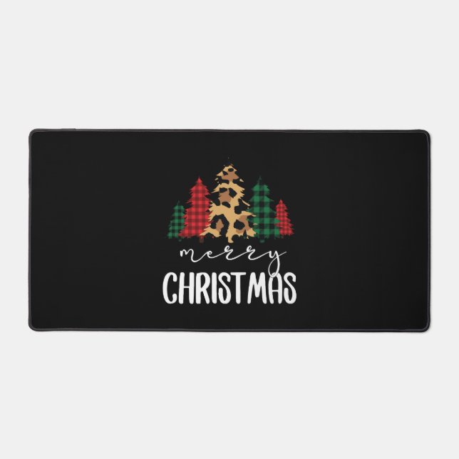 Merry Christmas Christmas Svg Leopard Tree Desk Mat (Front)