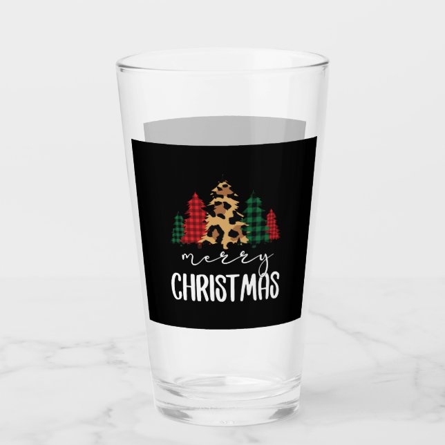 Merry Christmas Christmas Svg Leopard Tree Glass (Front)