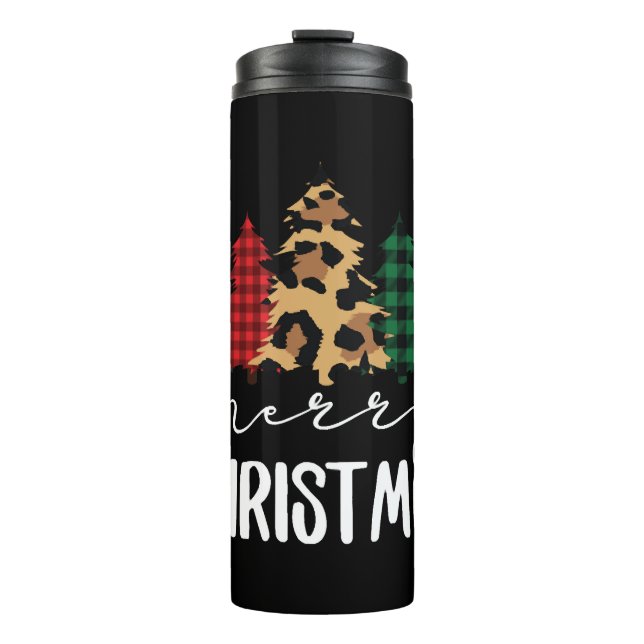 Merry Christmas Christmas Svg Leopard Tree Thermal Tumbler (Front)