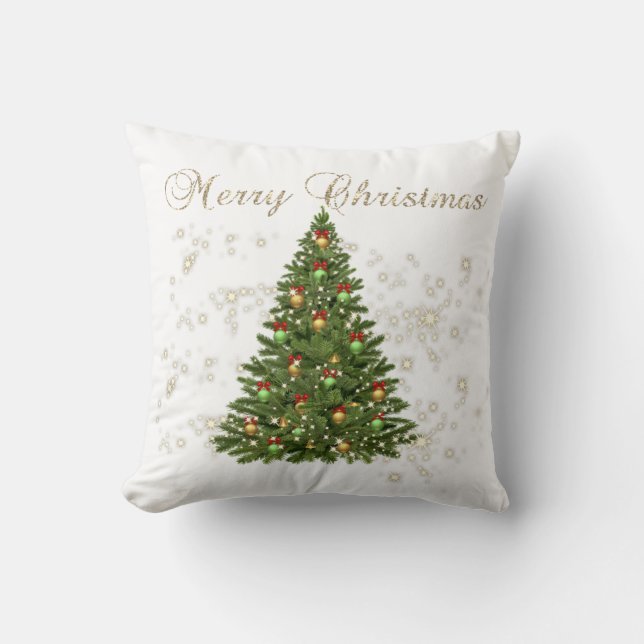 Merry Christmas, Christmas Tree, Balls Cushion (Front)