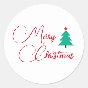 Merry Christmas Christmas Tree Classic Round Sticker