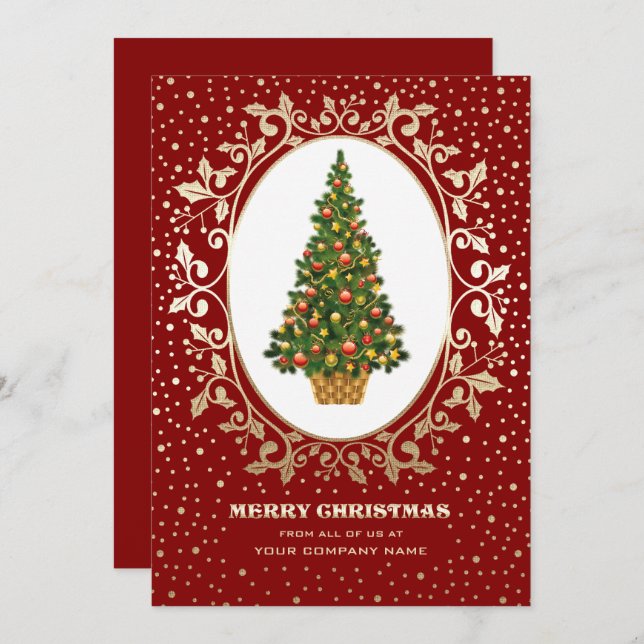 Merry Christmas. Christmas Tree Corporate Card (Front/Back)