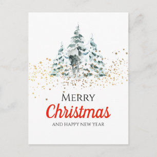 Merry christmas- christmas tree - glitter star holiday postcard