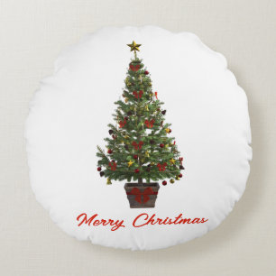 Merry Christmas. Christmas Tree Round Cushion
