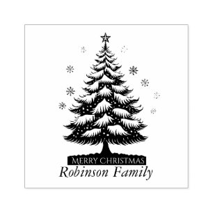Merry Christmas Christmas Tree Rubber Stamp