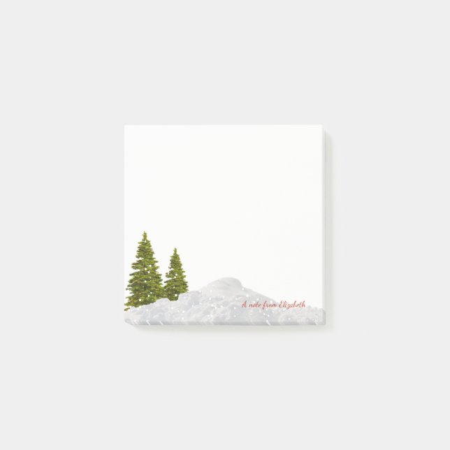 Merry Christmas,Christmas Tree Snow -Personalised Post-it Notes (Front)