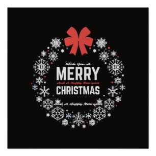 Merry Christmas - Christmas tree - Snowflakes Poster