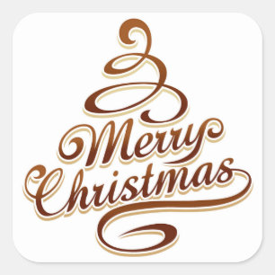 Merry Christmas - Christmas Tree Square Sticker