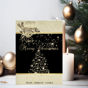 Merry Christmas,Christmas Tree ,Stars,Bell Holiday Card