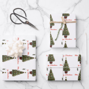 Merry Christmas. Christmas Tree Wrapping Paper Sheet