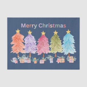 Merry Christmas Christmas Trees and Presents Tissue Paper