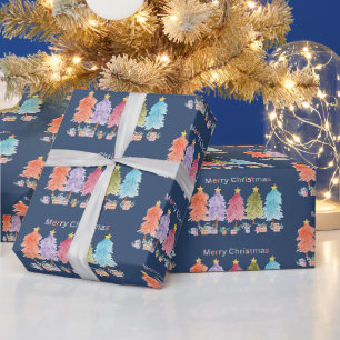 Merry Christmas Christmas Trees and Presents Wrapping Paper