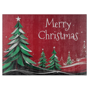 Merry Christmas, Christmas Trees Cutting Board