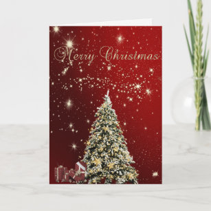 Merry Christmas,Christmas Trees ,Presents Holiday Card