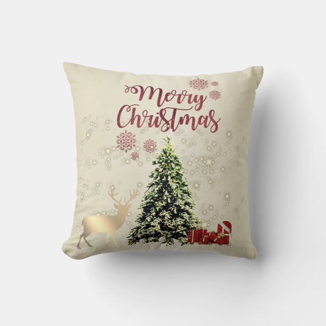 Merry Christmas,Christmas Trees ,Presents,Reindeer Cushion (Front)