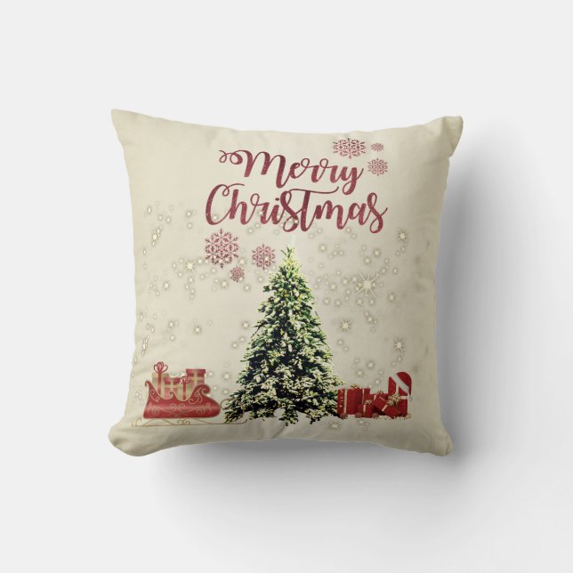 Merry Christmas,Christmas Trees ,Presents,Sleigh Cushion (Front)