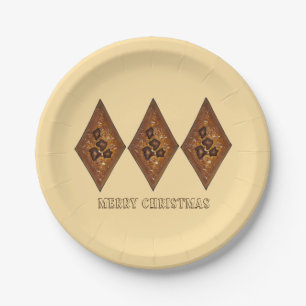 Merry Christmas Cinnamon Sand Tart Cookie Holiday Paper Plate