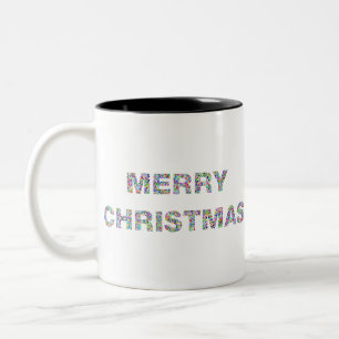 Merry Christmas Circles Prismatic 3 Two-Tone Coffee Mug