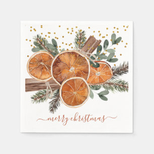 Merry Christmas Citrus Pine Holiday Napkin