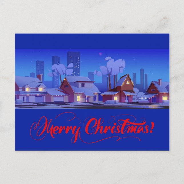 Merry Christmas Cityscape Postcard (Front)