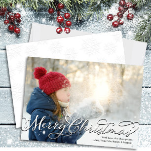 Merry Christmas Classic Calligraphy Silver Script  Holiday Card