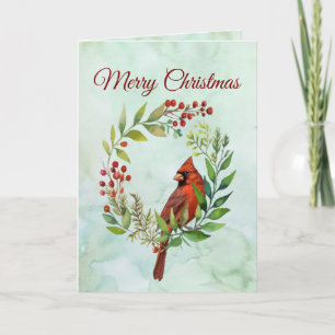 Merry Christmas Classic Cardinal Holiday Card