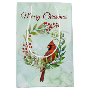Merry Christmas Classic Cardinal  Medium Gift Bag