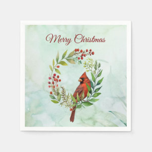 Merry Christmas Classic Cardinal Napkin