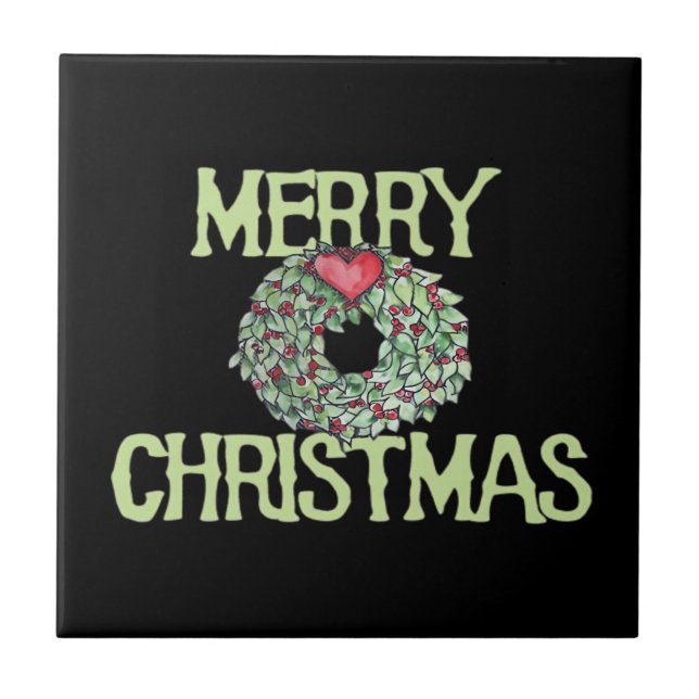 Merry Christmas Classic Ceramic Tile (Front)