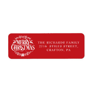 Merry Christmas Classic Elegant Return Address Return Address Label