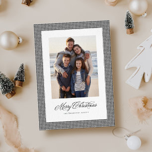 Merry Christmas classic houndstooth one photo Holiday Card