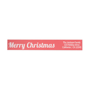 Merry Christmas Classic Red Colour Return Address  Wrap Around Label
