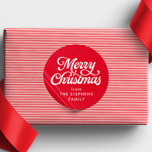 Merry Christmas classic red holiday gift Round Sticker