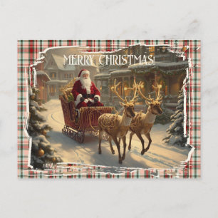 Merry Christmas Classic Retro Festive Christmas Holiday Postcard