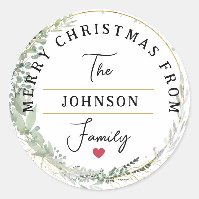Merry Christmas    Classic Round Sticker (Front)