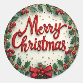 Merry Christmas Classic Round Sticker