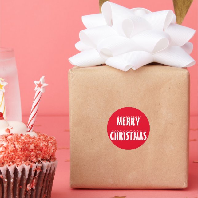 Merry Christmas Classic Round Sticker (Party)