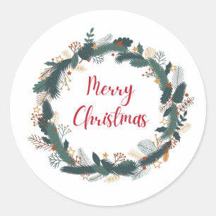MERRY CHRISTMAS CLASSIC ROUND STICKER