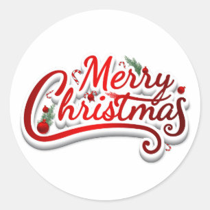 Merry Christmas Classic Round Sticker