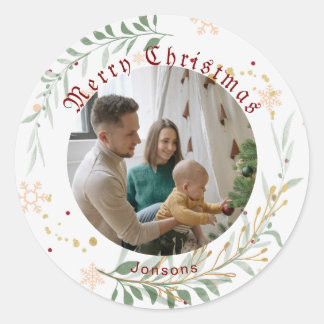 Merry Christmas Classic Round Sticker