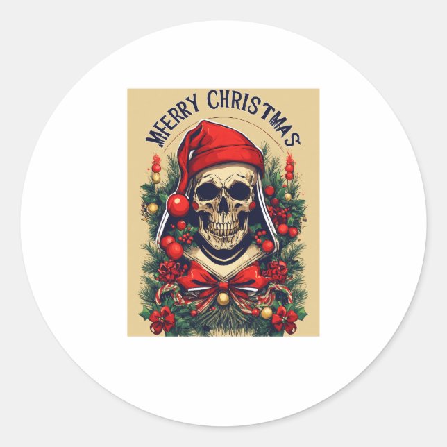 merry Christmas Classic Round Sticker (Front)