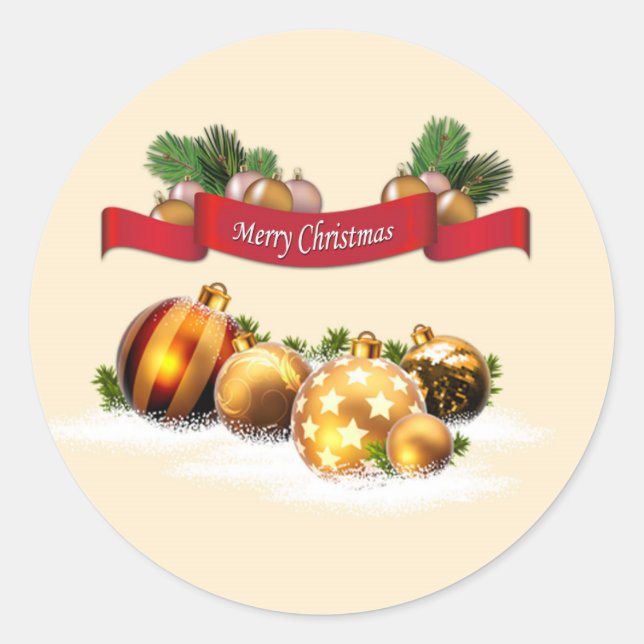Merry Christmas Classic Round Sticker (Front)