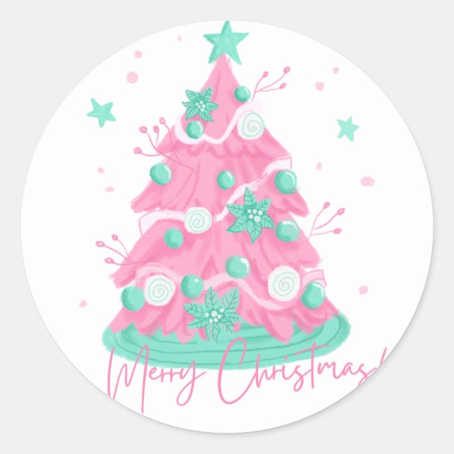 Merry Christmas    Classic Round Sticker (Front)